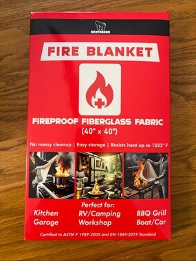 Silver Jeans Red Fire Blanket - Fireproof Fiberglass Safety Cover